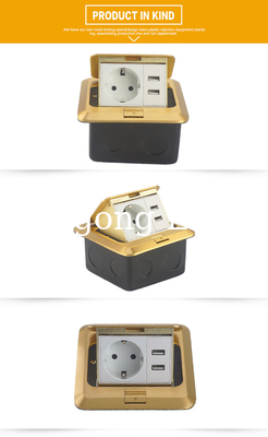 16A Brass Golden Floor Outlet Box Usb Pop Up CE Electrical Sockets